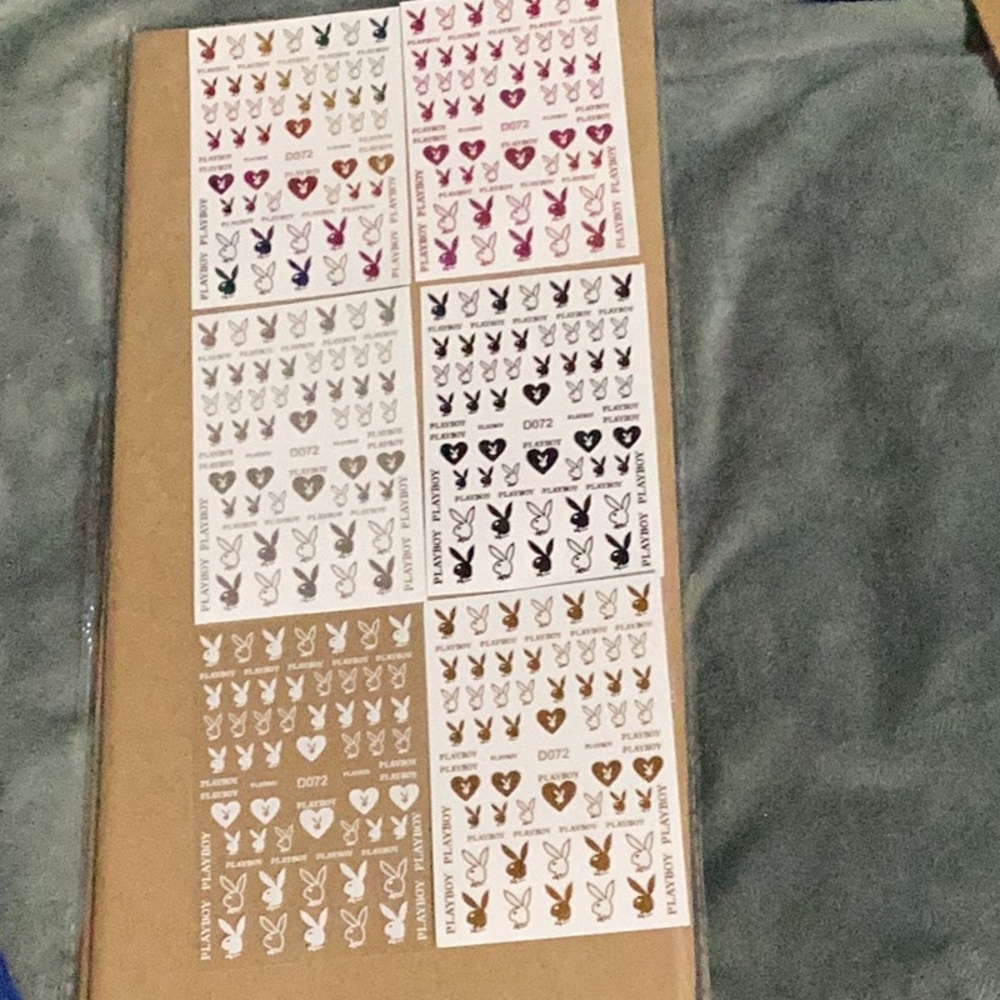 NWT Playboy LOT DESIGNER NAIL STICKERS ART DECOR 3D 75VPC PER SHEET 6 OPTION…